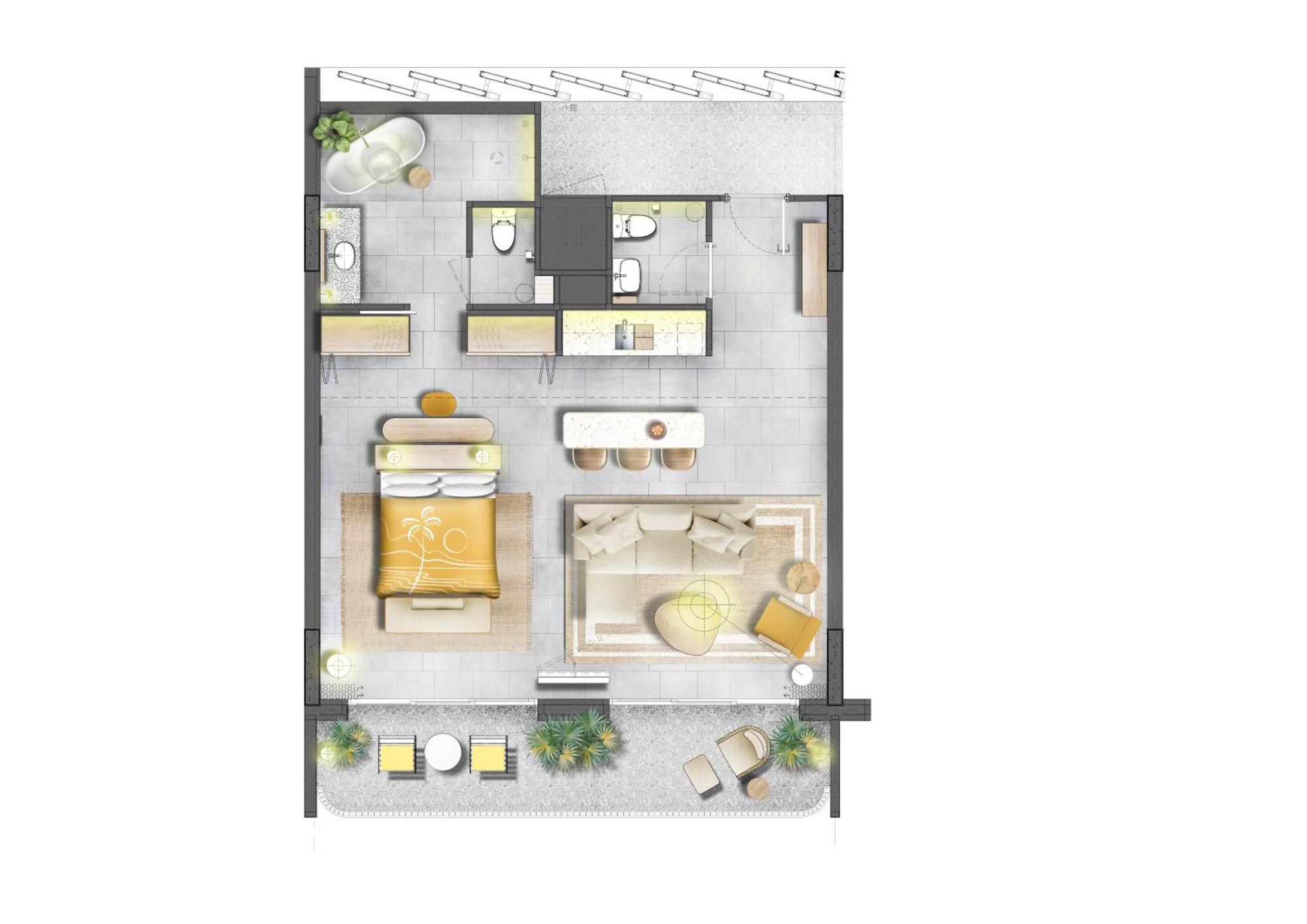 מלון The Standard, הואה הין חדר תמונה A floor plan of a typical apartment
